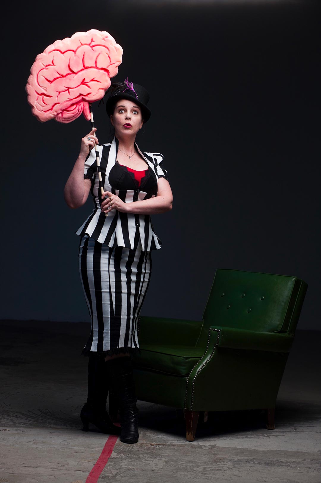 Jen Bain with a balloon puppet